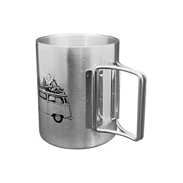 Orcamp OUT-1800 Katlanabilir Saplı Çelik Kupa Bardak 180 ML Karavan