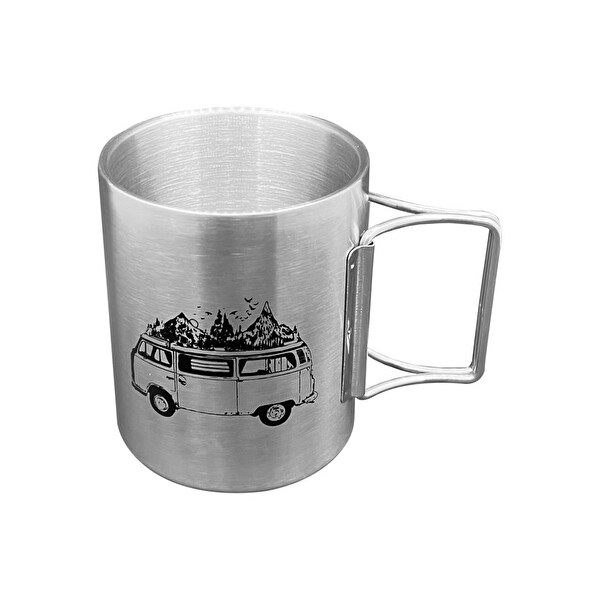 Orcamp OUT-1800 Katlanabilir Saplı Çelik Kupa Bardak 180 ML Karavan