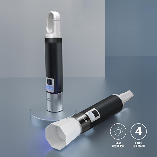 House Pratik HP75 380 Lümen 200m Aydınlatma Type-C Şarjlı 4 Modlu Siyah Güçlü El Feneri