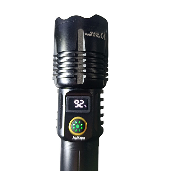 Evimdeyokyok SK3300 1500 Lümen TG Led 2800 mAH Zoom Özellikli Şarj Edilebilir El Feneri