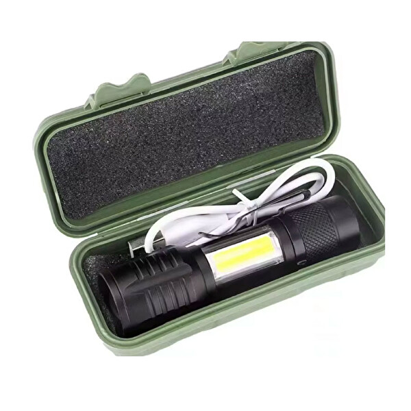 Evimdeyokyok WS-5454 Taktik El Feneri USB Şarj Edilebilir COB Zumlanabilir Mini Taşınabilir Kamp Feneri