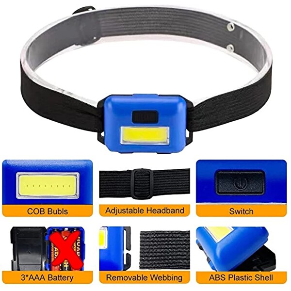 Evimdeyokyok PS-T89 Mini Pilli COB LED 3 Mod Su Geçirmez Kafa Feneri Lambası