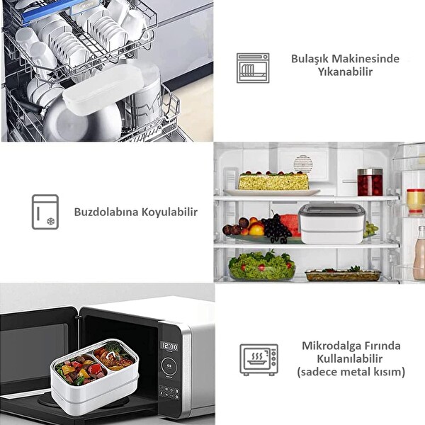 Valkyrie 1350 ML Termal Yemek Kabı Seti - Çelik Bölmeli Sızdırmaz Lunch Box + Isı Yalıtımlı Çanta