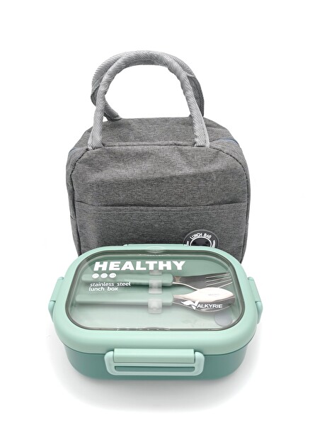 Valkyrie Isı Yalıtımlı Termal Çantalı Çelik Lunch Box BPA’sız Sızdırmaz Çok Bölmeli Su Yeşili