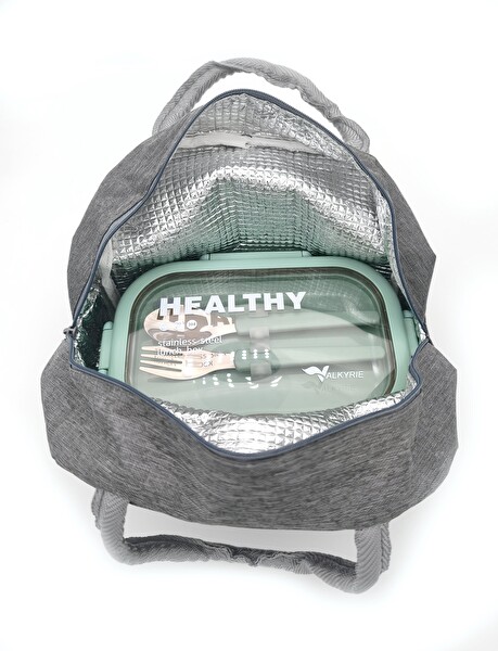 Valkyrie Isı Yalıtımlı Termal Çantalı Çelik Lunch Box BPA’sız Sızdırmaz Çok Bölmeli Su Yeşili