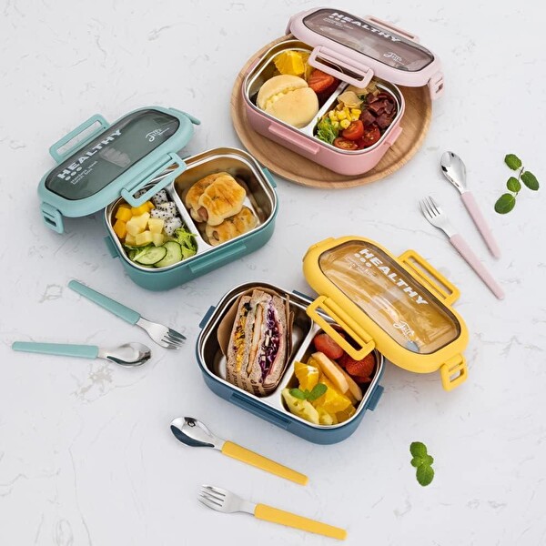 Valkyrie Isı Yalıtımlı Termal Çantalı Çelik Lunch Box BPA’sız Sızdırmaz Çok Bölmeli Su Yeşili