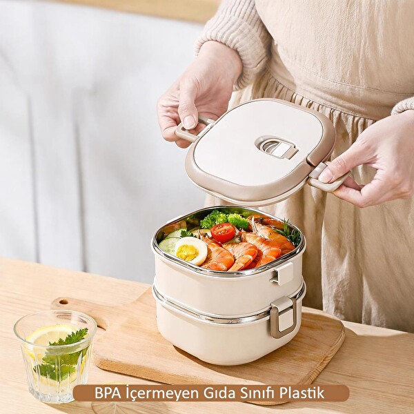 Valkyrie 2 Katlı Yemek Kabı 1400 ML - Termal Çantalı Lunch Box 304 Paslanmaz Çelik BPA İçermez