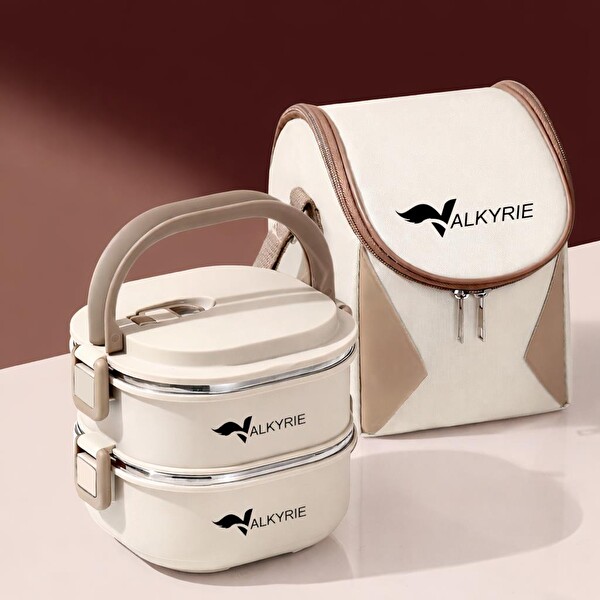 Valkyrie 2 Katlı Yemek Kabı 1400 ML - Termal Çantalı Lunch Box 304 Paslanmaz Çelik BPA İçermez