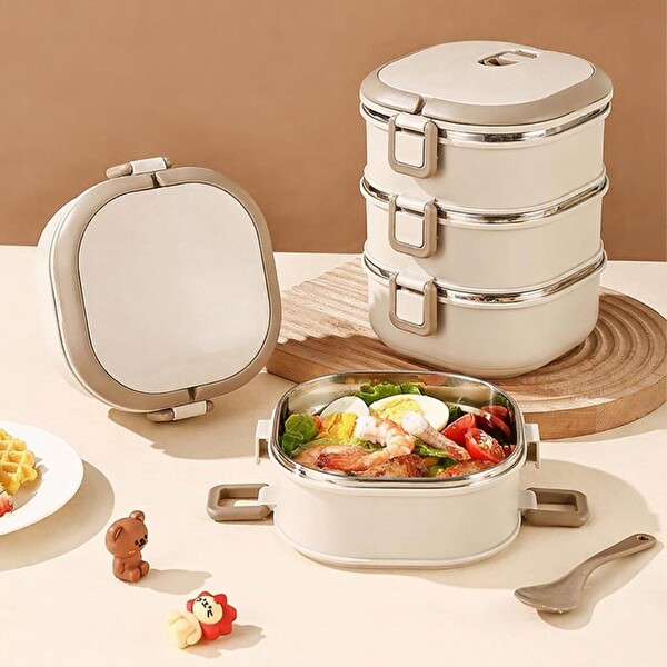 Valkyrie 3 Katlı Yemek Kabı 2100 ML - Termal Çantalı Lunch Box 304 Paslanmaz Çelik BPA İçermez