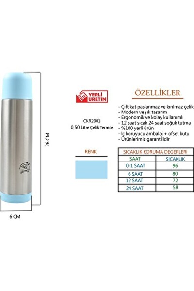 Cooker ColorLine Soft CKR2001 500 ML Paslanmaz Çelik Termos