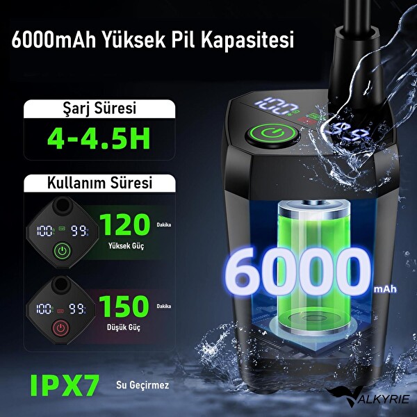 Valkyrie Akıllı LED Ekranlı Taşınabilir Duş - Su Pompası - Kamp Bahçe ve Seyahat için Şarjlı Kolay Kurulum
