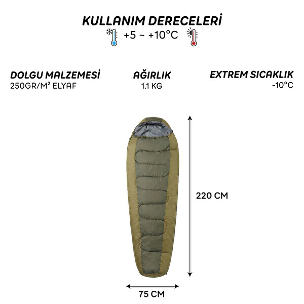 Freecamp Trekker Mummy Yeşil Uyku Tulumu