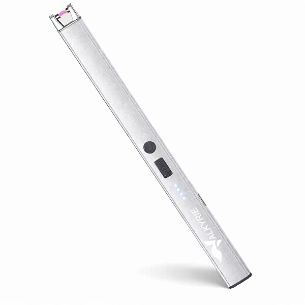 Valkyrie USB Şarjlı Elektrikli Arc Çakmak Mum İçin Gazsız Rüzgar Kırıcı Çift Emniyetli Gümüş Renk