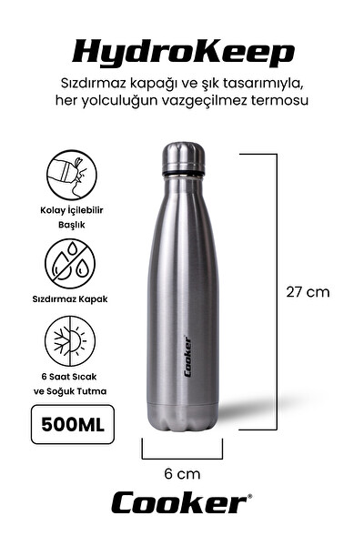 Cooker HydroKeep 500 ML Paslanmaz Çelik Şişe Termos CKR2053