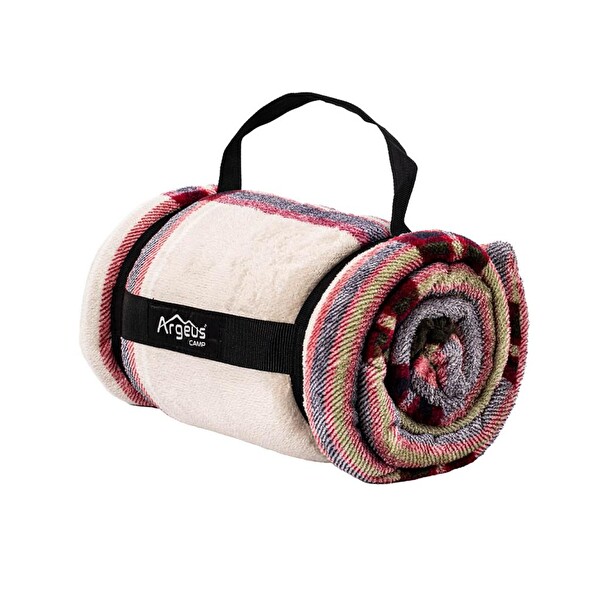 Argeus Peluş Polar Kamp Acil Durum Battaniyesi Mavi Ekose 215x150 CM