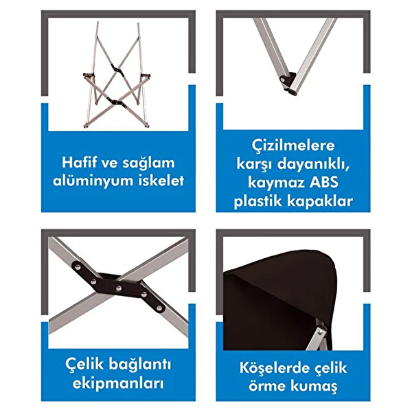 Kamp Ayısı Askılı Omuz Çantalı Alüminyum Katlanabilir Oxford Kumaş Kamp Sandalyesi - Siyah