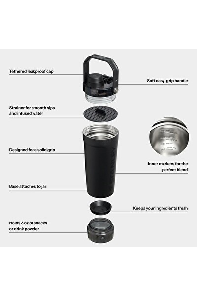 Stanley The Activate 20 Oz Bottle 591 ML Sporcu Shaker Termos - Siyah
