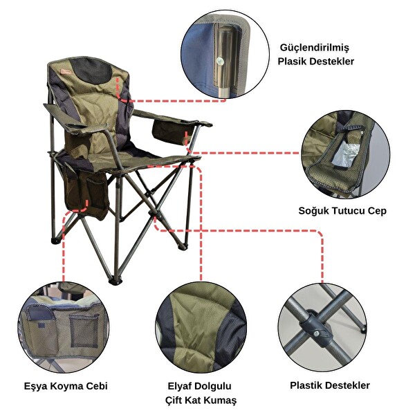 Madfox AlphaBack R108 Katlanır Kamp Sandalyesi