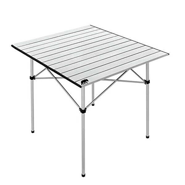 Kamp Ayısı Katlanabilir Taşıma Çantalı Alüminyum XL Kamp Masası - Gri