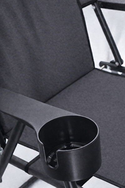 Walke Katlanır Kamp Sandalyesi Çift Taraf Bardaklı Piknik Sandalyesi Antrasit