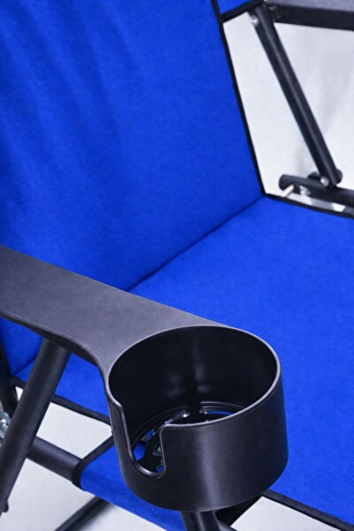 Walke Katlanır Kamp Sandalyesi Çift Taraf Bardaklı Piknik Sandalyesi - Lacivert