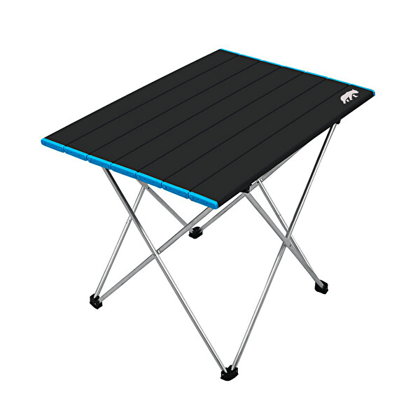 Kamp Ayısı Geniş Model Katlanabilir Alüminyum Çantalı Katlanabilir Kamp Masası - Siyah 66x47x51 CM