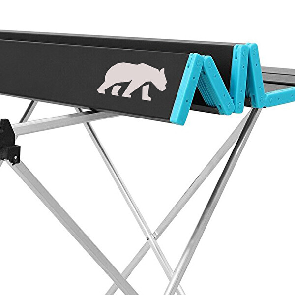 Kamp Ayısı Geniş Model Katlanabilir Alüminyum Çantalı Katlanabilir Kamp Masası - Siyah 66x47x51 CM