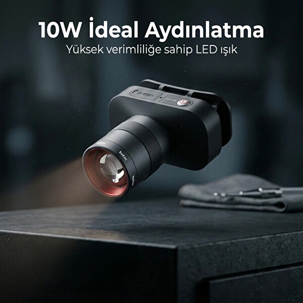 Bix BXT1FL Şarjlı Kafa Lambası 750 Lümen 10W LED Kafa Feneri Type-C Zoom Özellikli