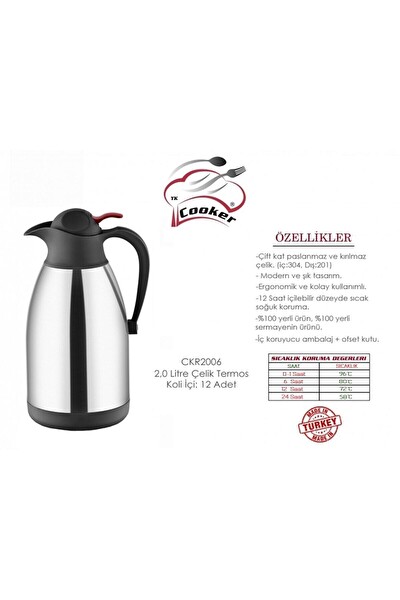 Cooker Classic 2 Litre Paslanmaz Çelik Termos CKR2006