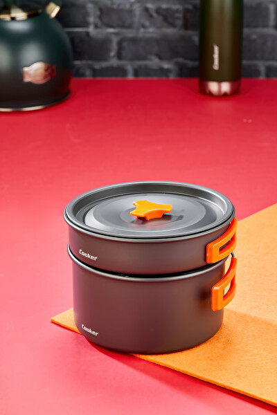 Cooker YK1815 CampPro 3'lü Kamp Tencere Tava ve Çaydanlık Seti