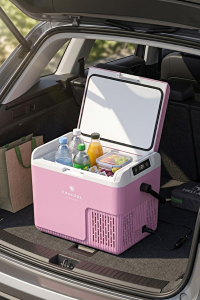 Evacool EVAG20 12/24V Pembe 18 Litre Kompresörlü Oto Buzdolabı Pembe