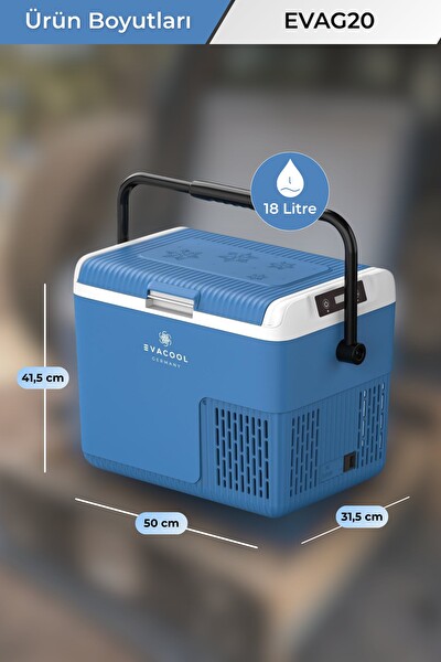 Evacool EVAG20 12/24V 18 Litre Kompresörlü Oto Buzdolabı Mavi