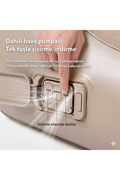 Konsolplus Otomatik Şişen Şarjlı Kamp ve Plaj Yatağı