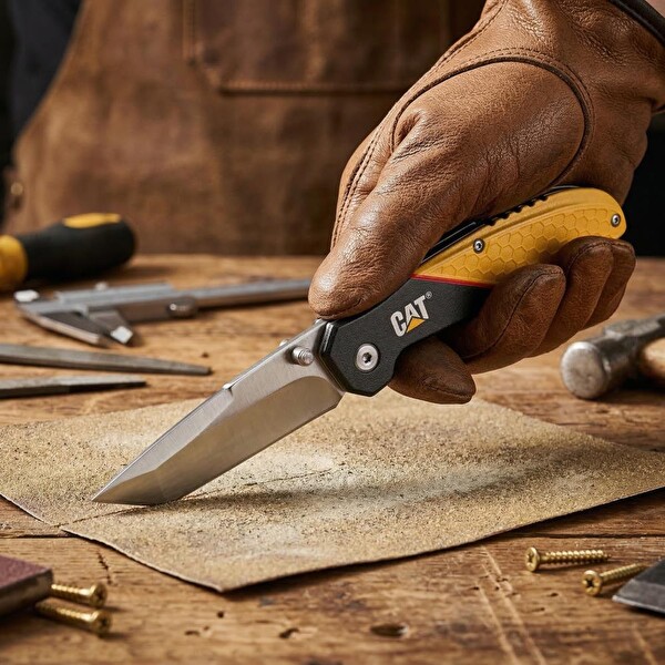 Cat DA980047 Kemer Askı Kancalı Katlanabilir 18 CM Paslanmaz Çelik Kamp Çakısı