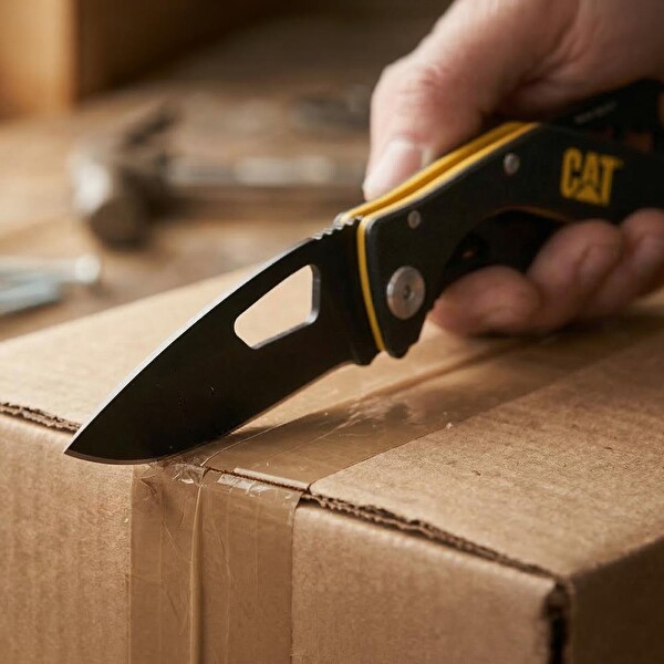 Cat DA980267 Kemer Askı Kancalı Şişe Açacaklı Katlanabilir 16 CM Paslanmaz Çelik Siyah Kamp Çakısı