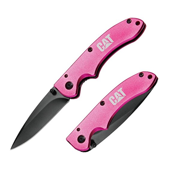 Cat DA980060 Kemer Askı Kancalı Katlanabilir 15 CM Paslanmaz Çelik Pembe Kamp Çakısı