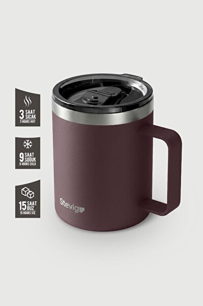 Stevig 1 Cap Daily Mug Kupa Çelik Termos 350 ML Dark Plum ST-266
