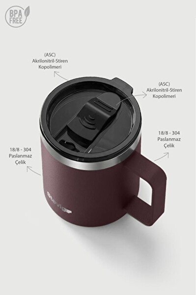Stevig 1 Cap Daily Mug Kupa Çelik Termos 350 ML Dark Plum ST-266