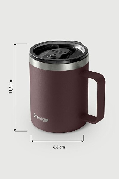 Stevig 1 Cap Daily Mug Kupa Çelik Termos 350 ML Dark Plum ST-266