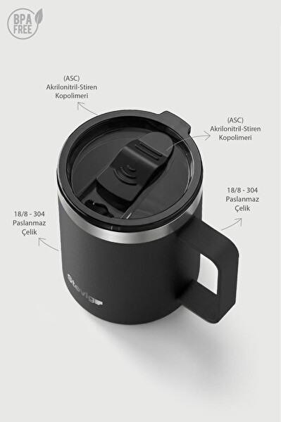 Stevig 1 Cap Daily Mug Kupa Çelik Termos 350 ML Siyah ST-265