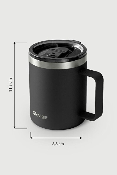 Stevig 1 Cap Daily Mug Kupa Çelik Termos 350 ML Siyah ST-265