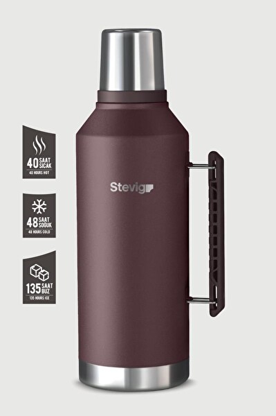 Stevig 1 Camper Klasik Kulplu Sızdırmaz Çelik Termos 2.2 L Dark Plum ST-262