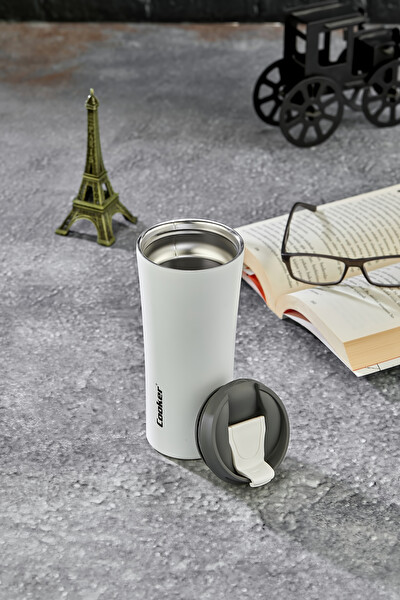 Cooker MoodFlip 500 ML Paslanmaz Çelik Bardak Termos Beyaz CKR2050