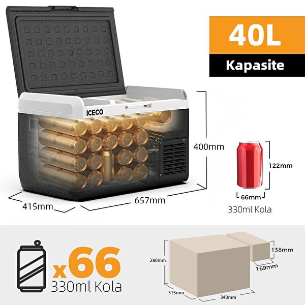 Iceco MCD40D 12/24 Volt 40 Litre Kompresörlü Outdoor Oto Buzdolabı