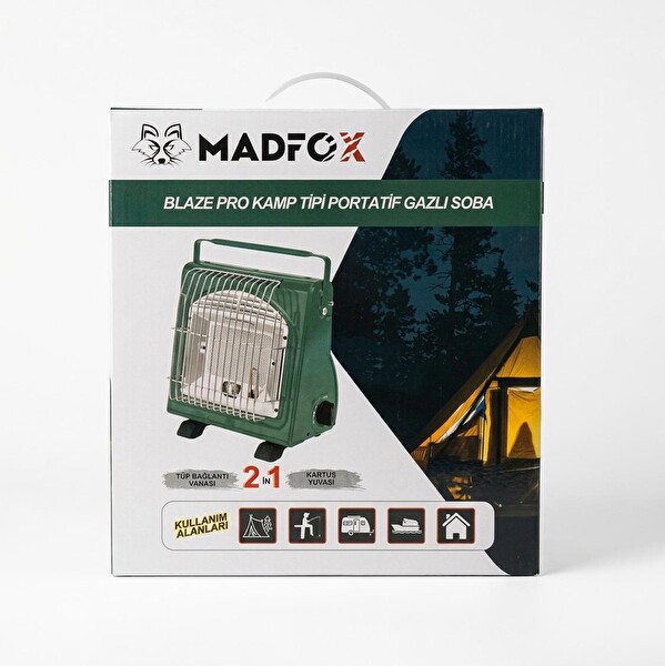 Madfox Blaze Pro Kamp Tipi Portatif Gazlı Soba Haki