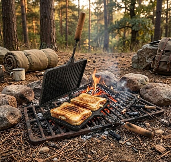 Madfox GrillPress Granit Döküm Çift Taraflı Tost - Izgara Tavası