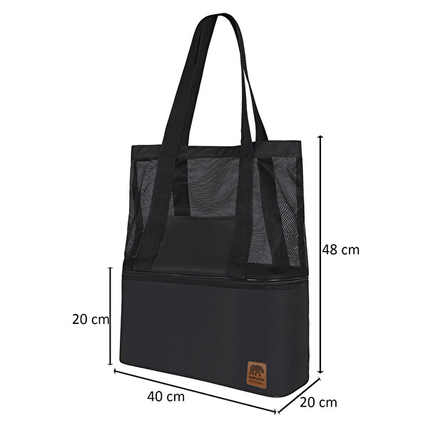 Kamp Ayısı Sıcak-Soğuk Termal Korumalı Kamp Piknik Plaj Çantası 16+22 L Thermo Bag Siyah