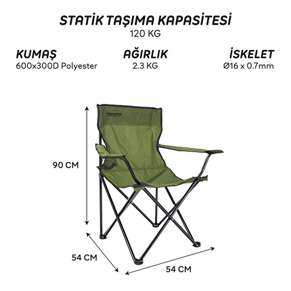 Freecamp 9902B Sage Katlanır Kamp Sandalyesi Haki