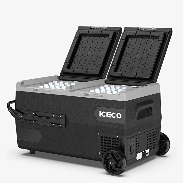 Iceco K95D 95 L Çift Bölmeli Kompresörlü Oto Buzdolabı ve Dondurucu 12/24V Akülü Kablolu - Akü Hariç