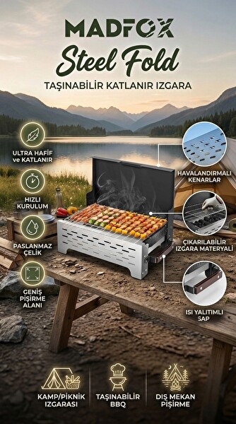 Madfox SteelFold Paslanmaz Çelik Katlanabilir Mangal Silver